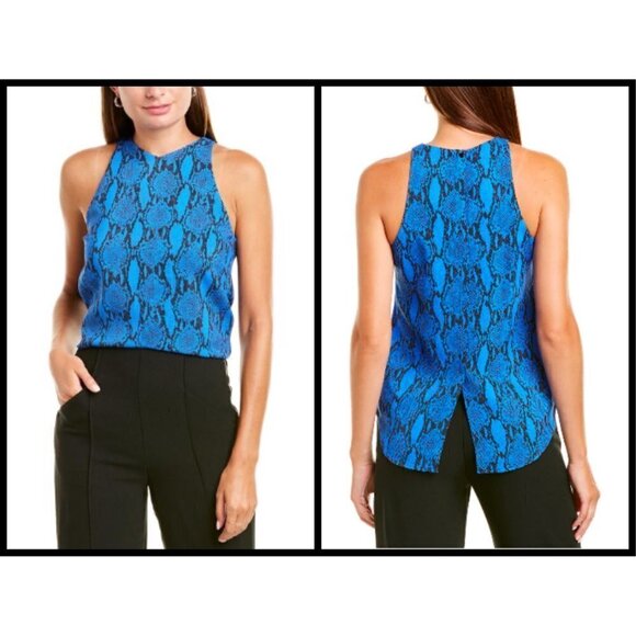 💕ALC💕 Anise Snakeskin Print Crepe Tank Top Blue 2 NWT - Picture 5 of 16